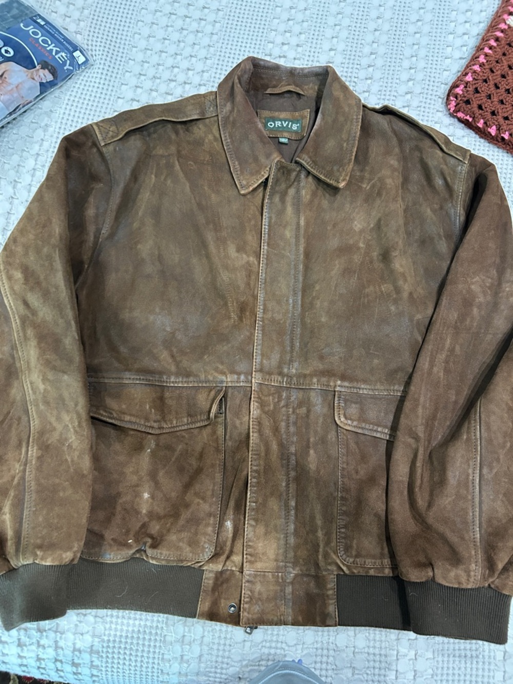 Orvis Brown Suede Bomber Jacket